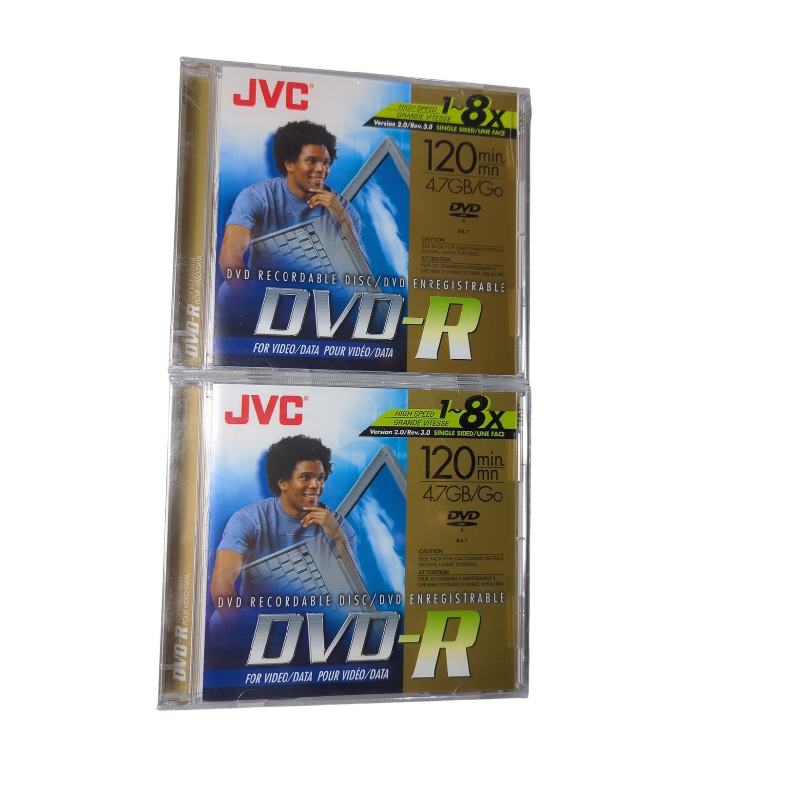 Lot of 2 JVC DVD-R DVD Recordable Disc (120 Min., 4.7 GB, High Speed, 8x)