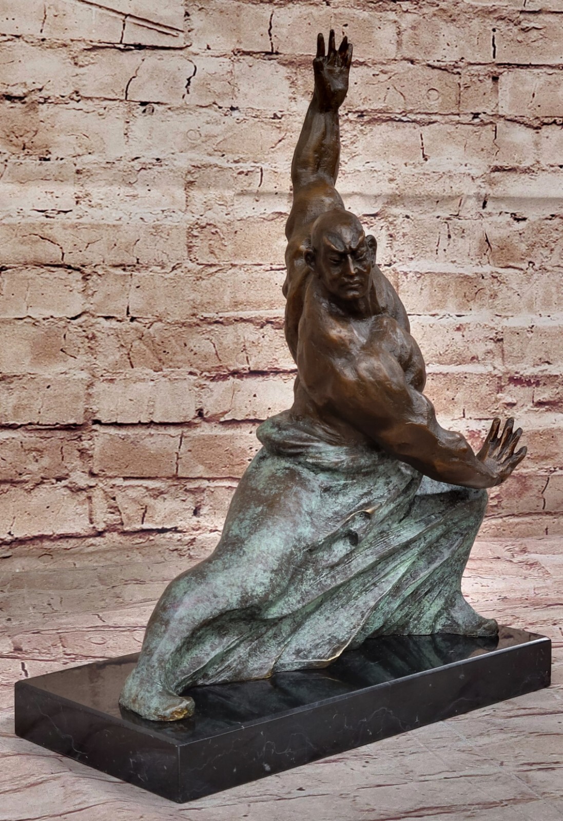 Milos Special Patina Karate Man Sculpture Abstract Modern Art Home Gym