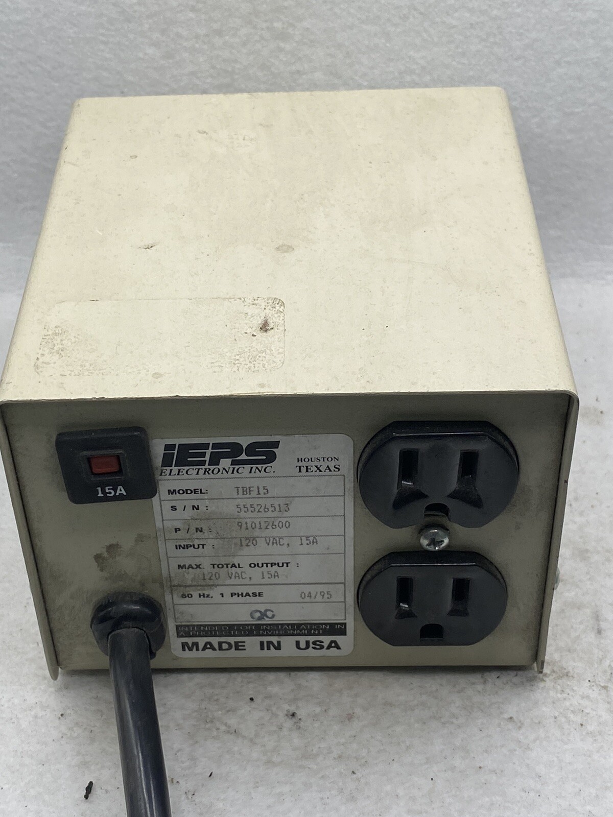 IEPS Model TBF15 Power Filter  GC 120 VAC, 15 amp