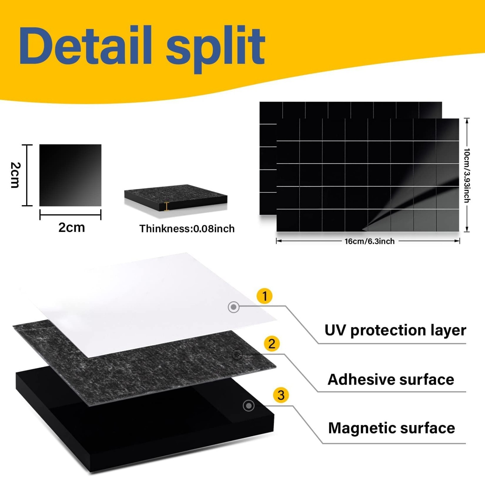 144Pcs Square Magnets Magnetic Tape Strip - Magnet Sheets with Adhesive Backin