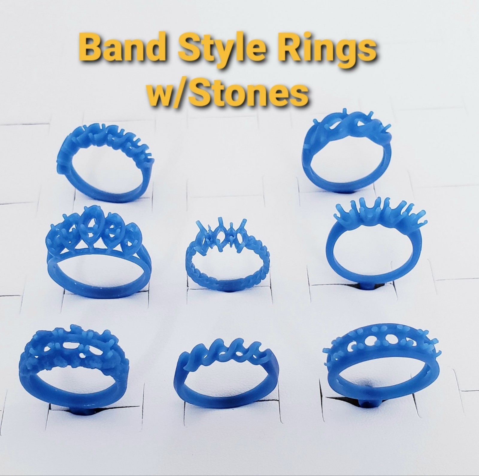 Lot of 8 wax pattern  Rings .  Wax Jewelry Patterns For Lost Wax Casting 26-015