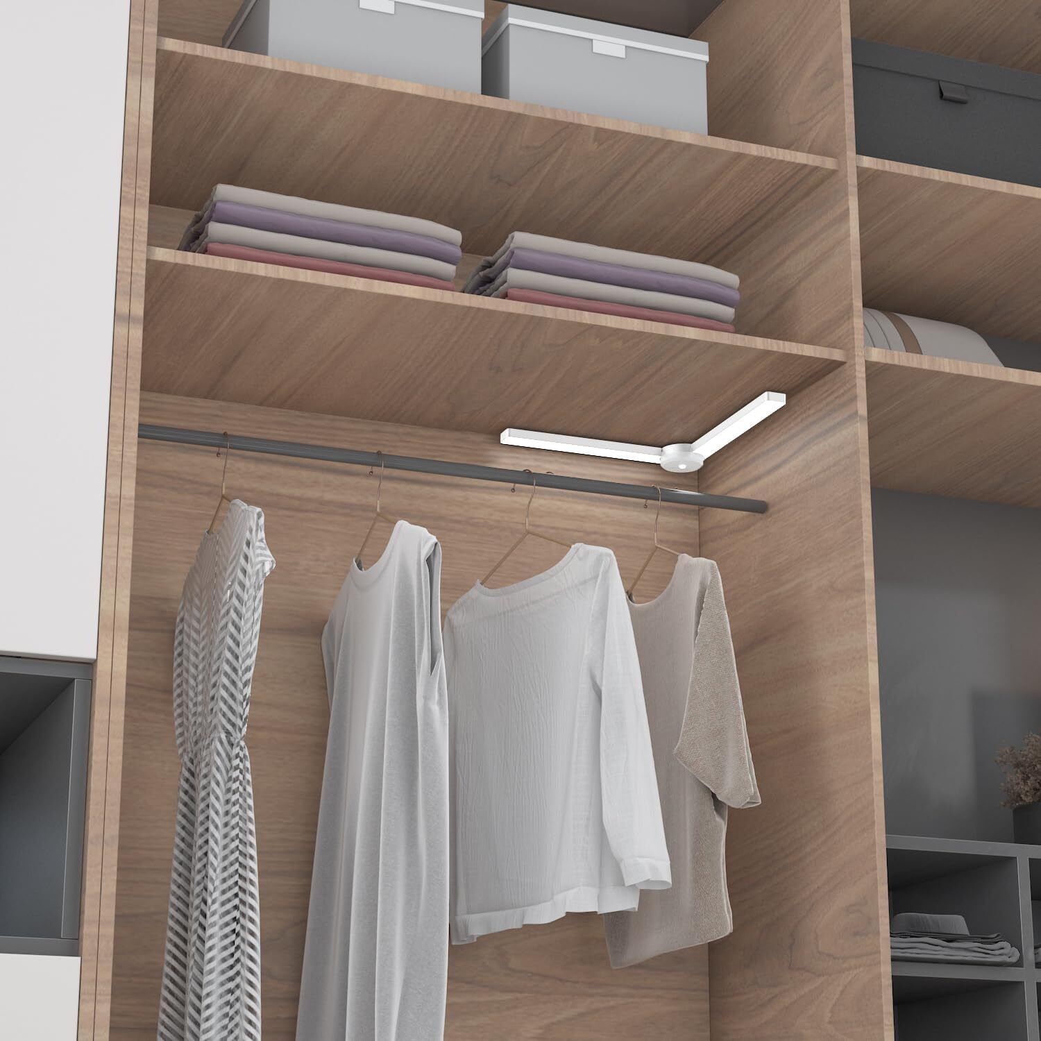 Under Cabinet Light Closet Light Wireless Foldable, 23.6" Motion Sensor Light