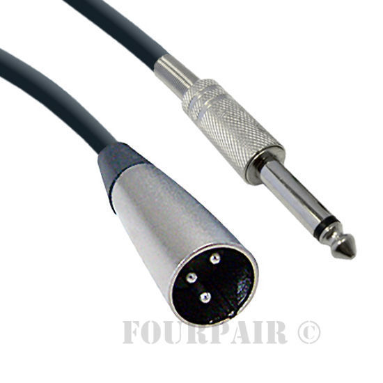 10ft XLR 3-Pin Male to 1/4" Mono Plug Shielded Microphone Mic Audio Cable Cord