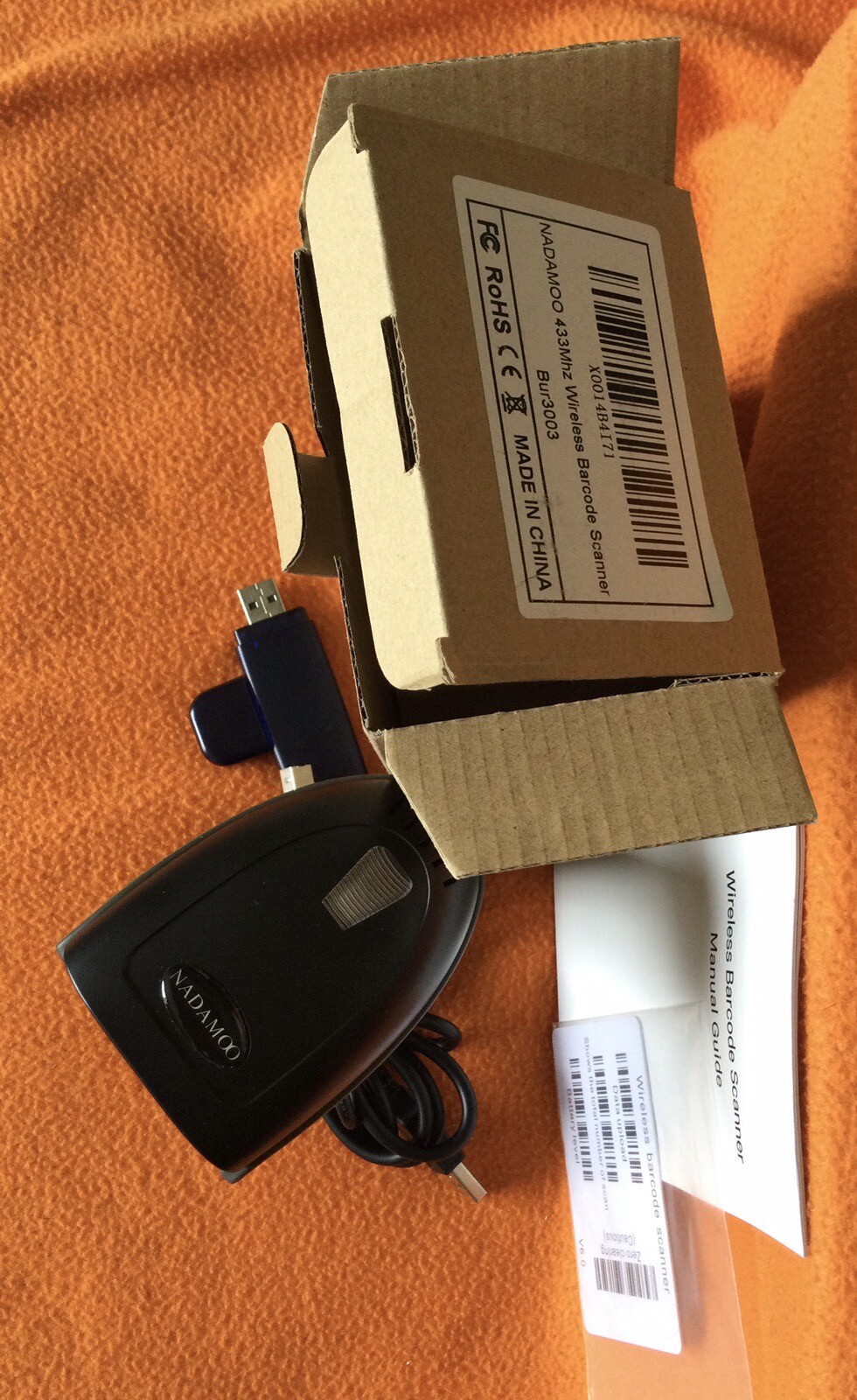 NADAMOO BUR3003 WIRELESS BARCODE SCANNER (433 MHz) - OPEN BOX NEW