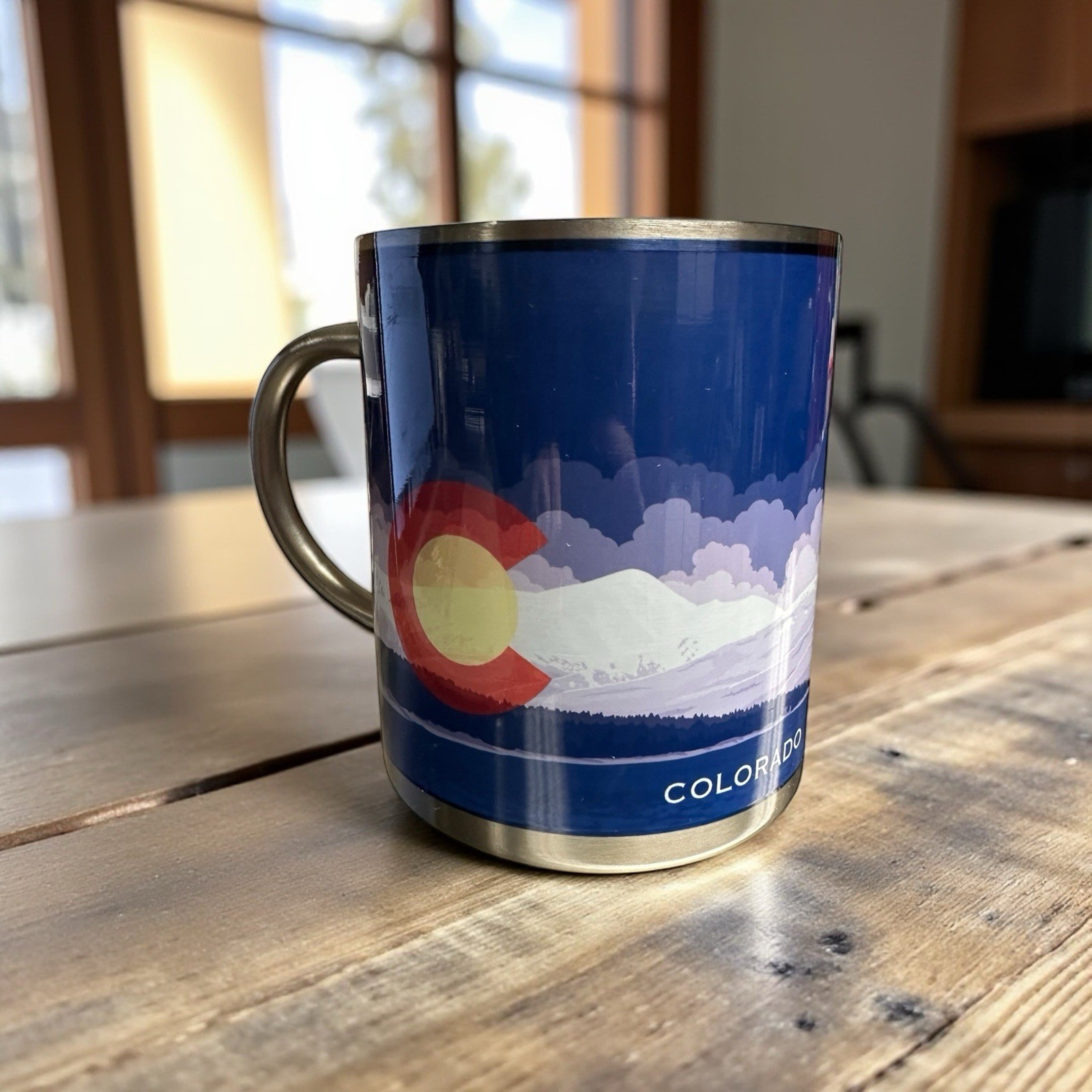 Colorado State Flag and Mountains Stainless Steel 11 oz Camping Hiking Mug Cup