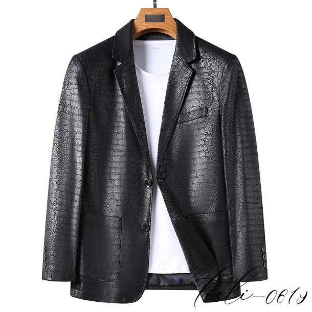 Men's Alligator Crocodile Pattern Fashion Blazers Jackets Business Dress Coat
