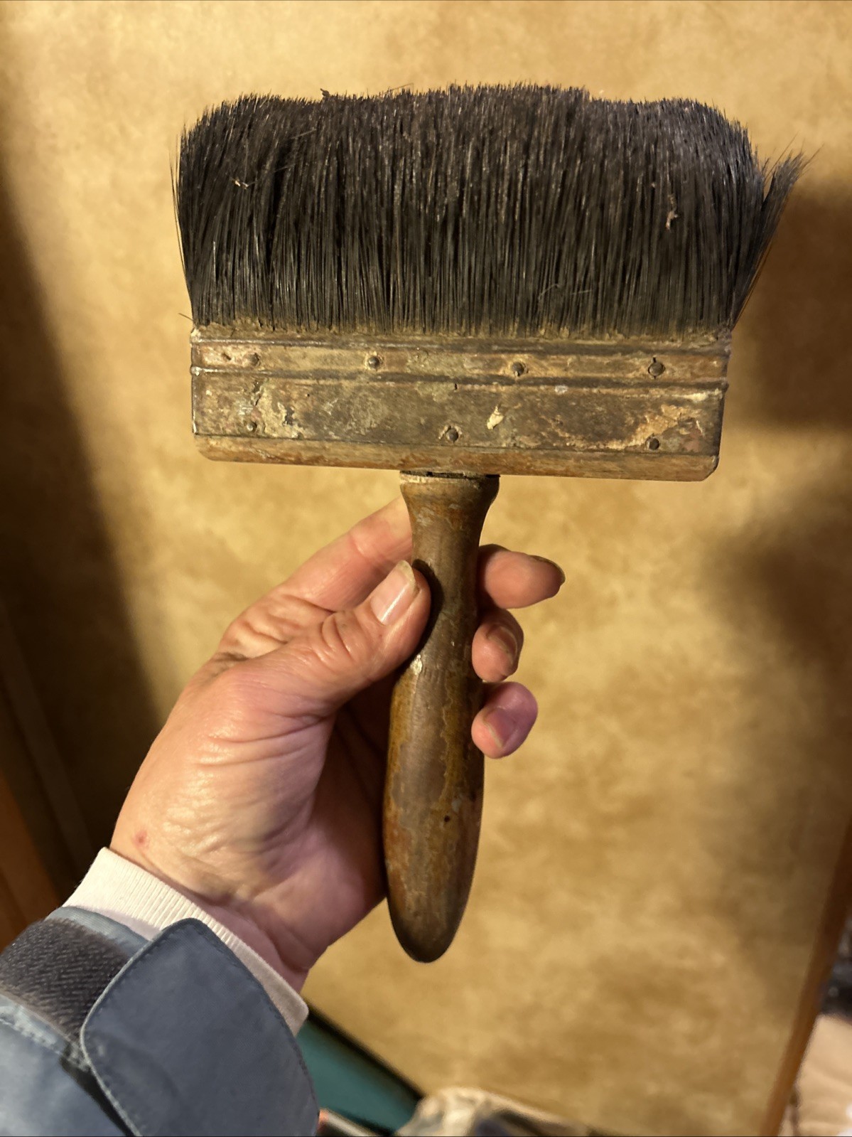 Vtg Large Paintbrush Wooden Wallpaper Primitive Rustic Farmhouse Decor