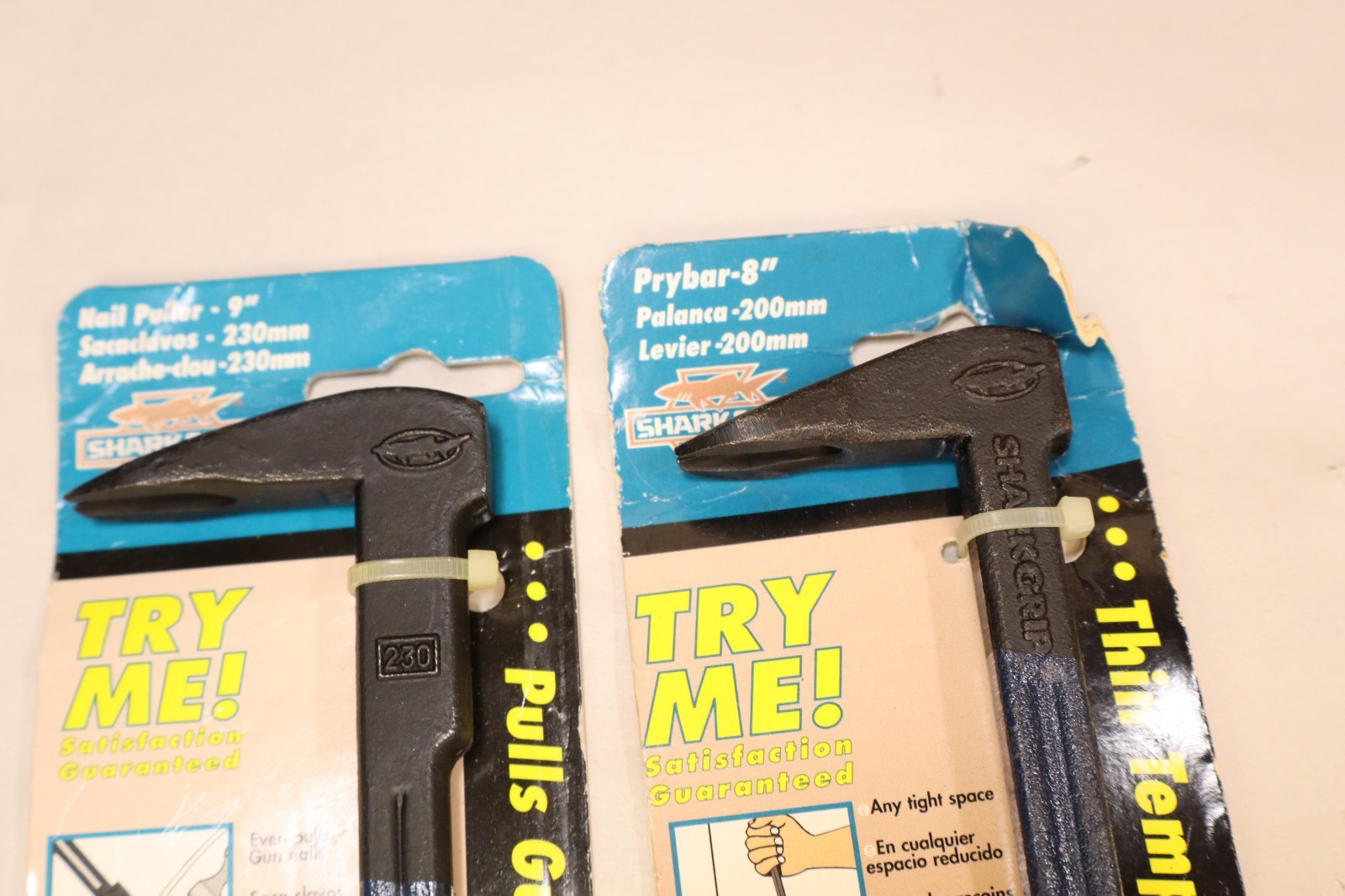 2 Shark Corp Shark Grip tools Prybar 8" Nail Puller 9"