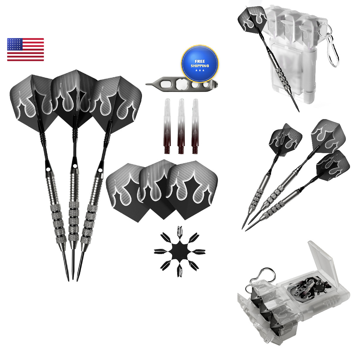 Viper Shot King Steel Tip Darts 80 Tungsten Darts Metal Tip Dart Set For