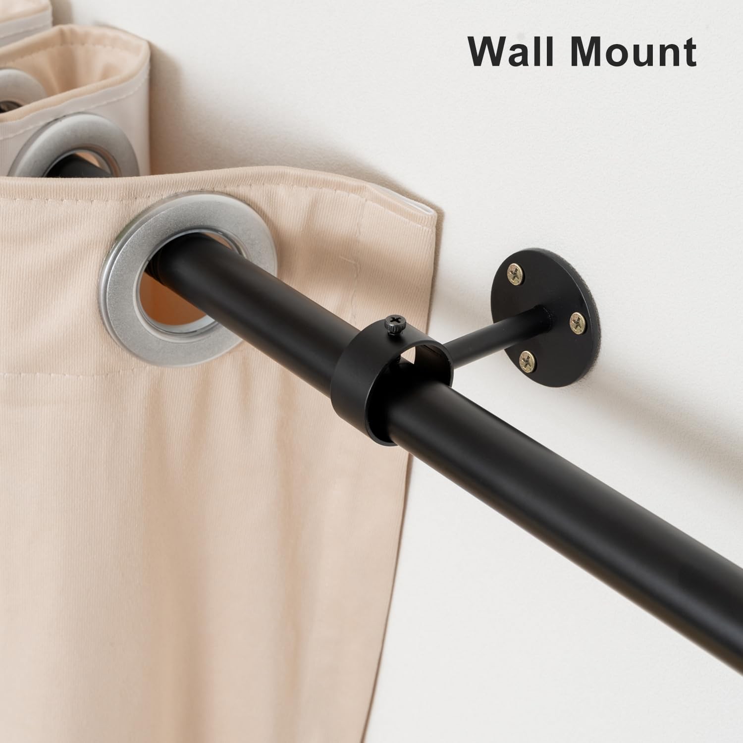 Ceiling Curtain Rod Brackets - 2 Pack, Ceiling Mounted Curtain Rod Hooks Black