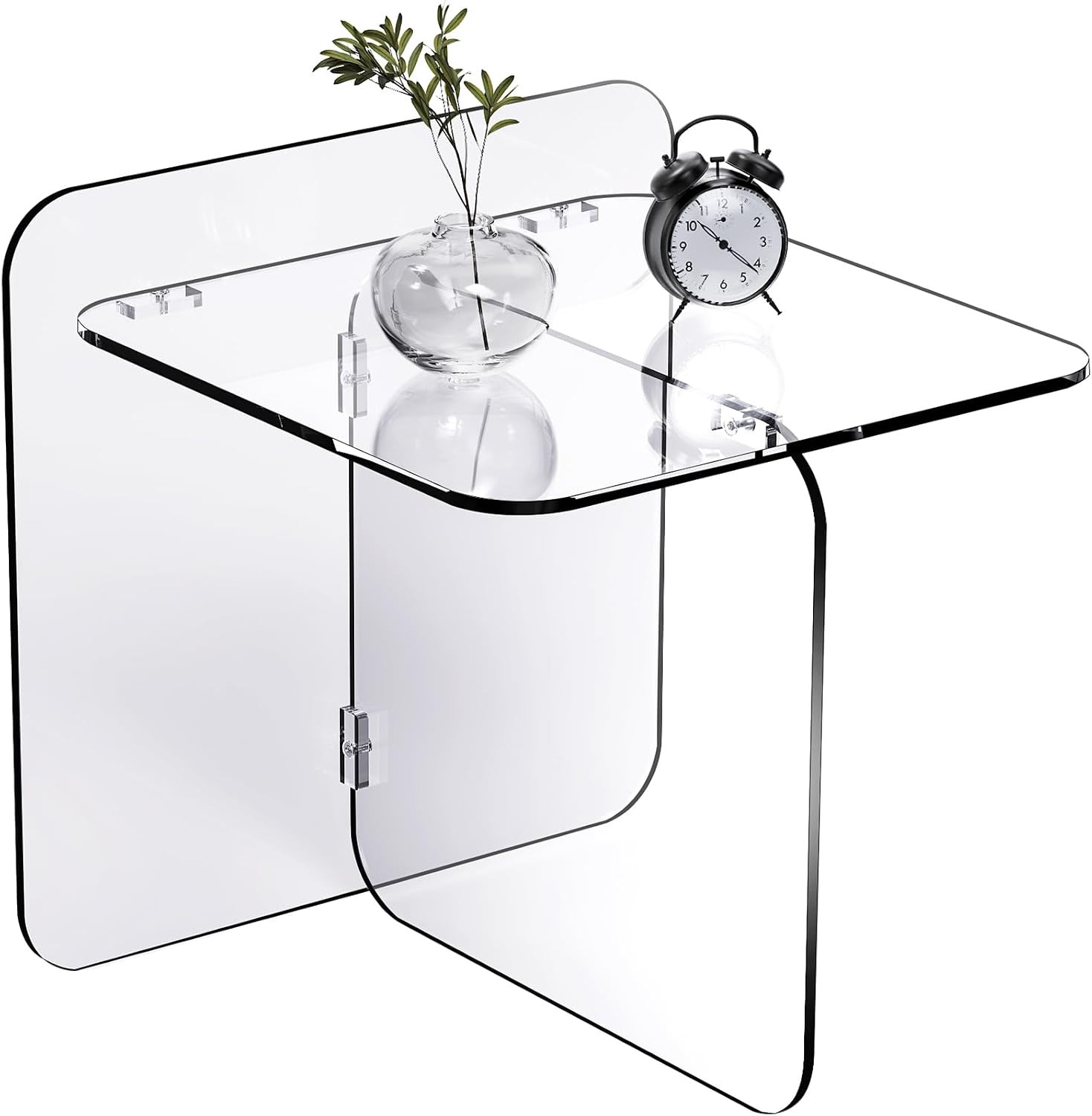 Acrylic Side Table, End Table Clear Modern Bedside Table for Bedroom Living Room