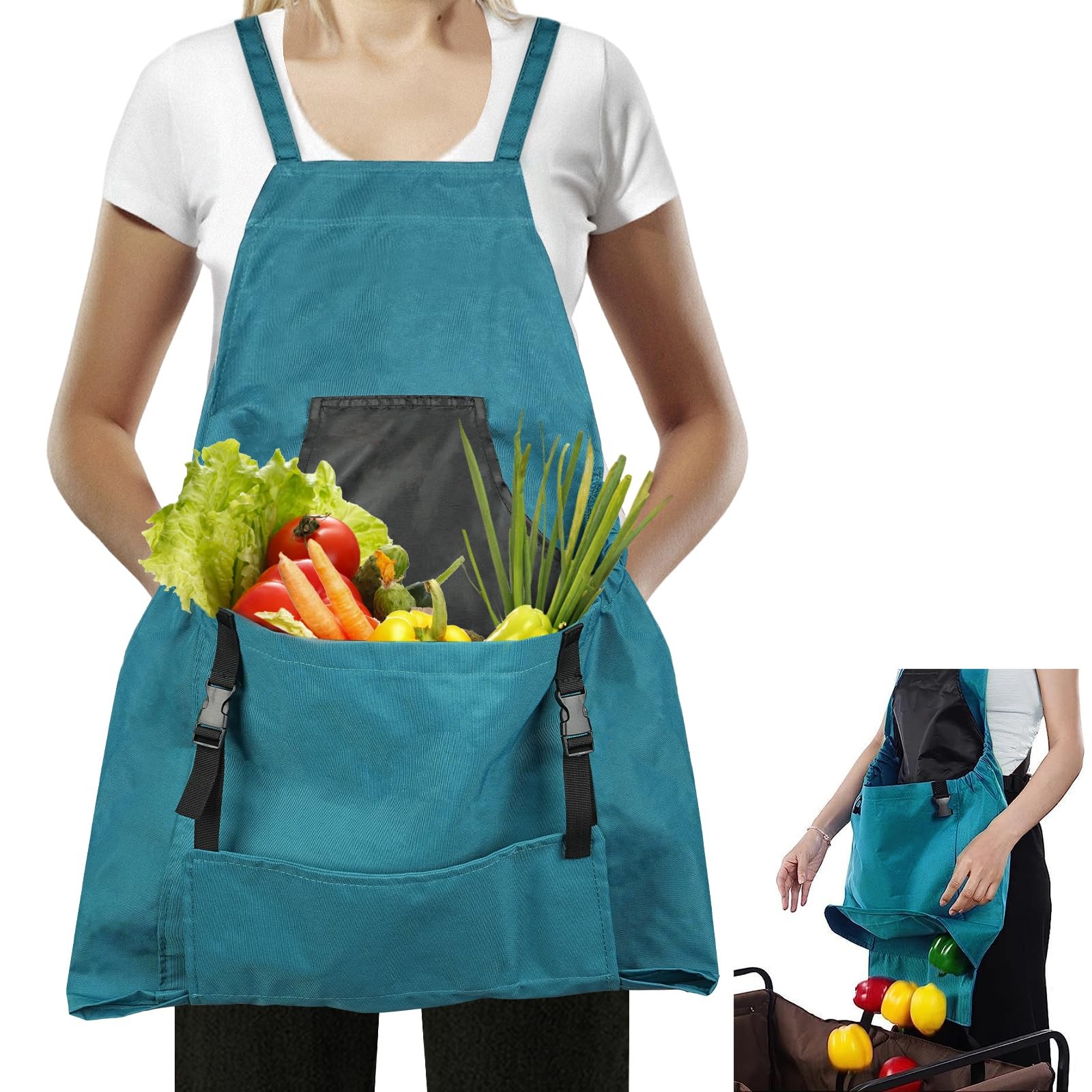 Gardening Apron, Garden Apron with Quick Release Pockets,Water Resistant Oxfo...