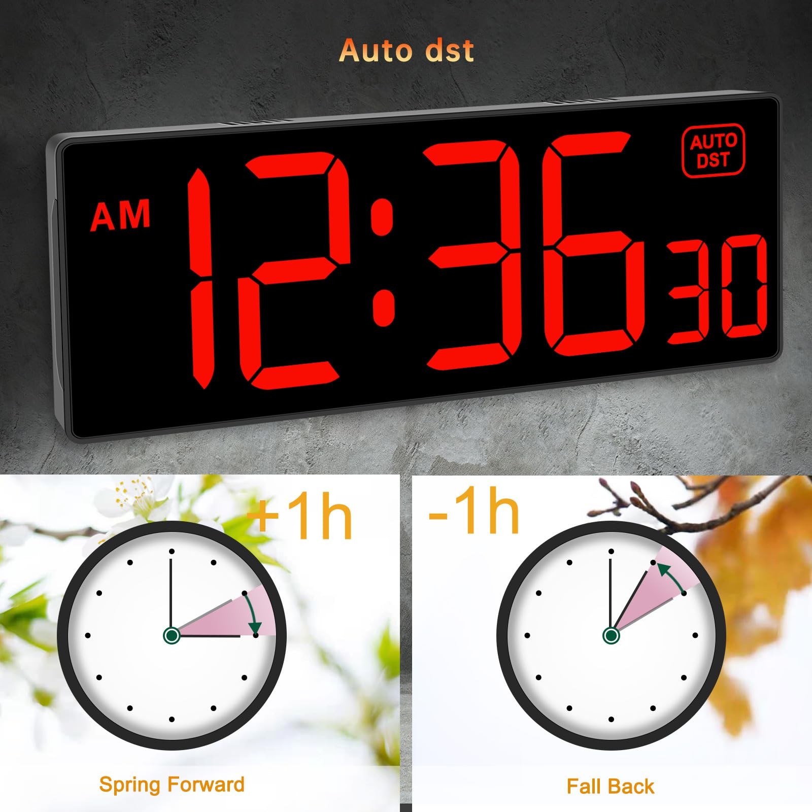 Soobest Digital Wall Clock with Seconds for Gym, Remote Large, 10.2“ Red