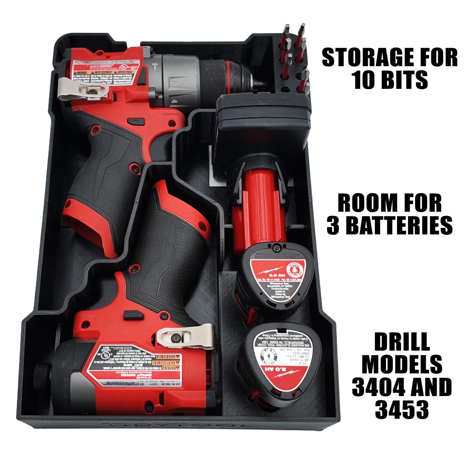 Milwaukee M12 Drill & Impact Organizer Insert for Packout Compact (3404 & 3453)