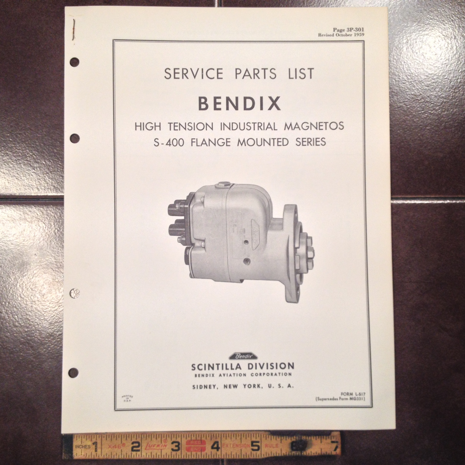 Bendix S-400 Flange Mounted Magneto Parts Listing Manual
