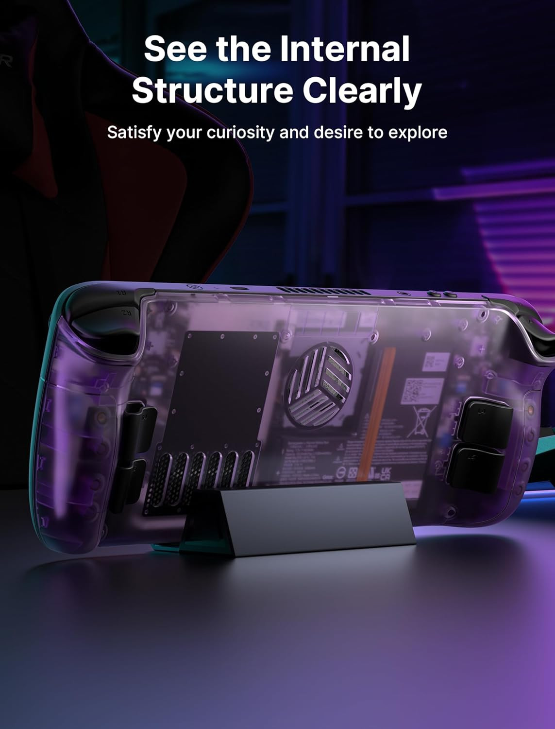 Transparent Back Plate Compatible with For Steam Deck OLED/LCD Purple