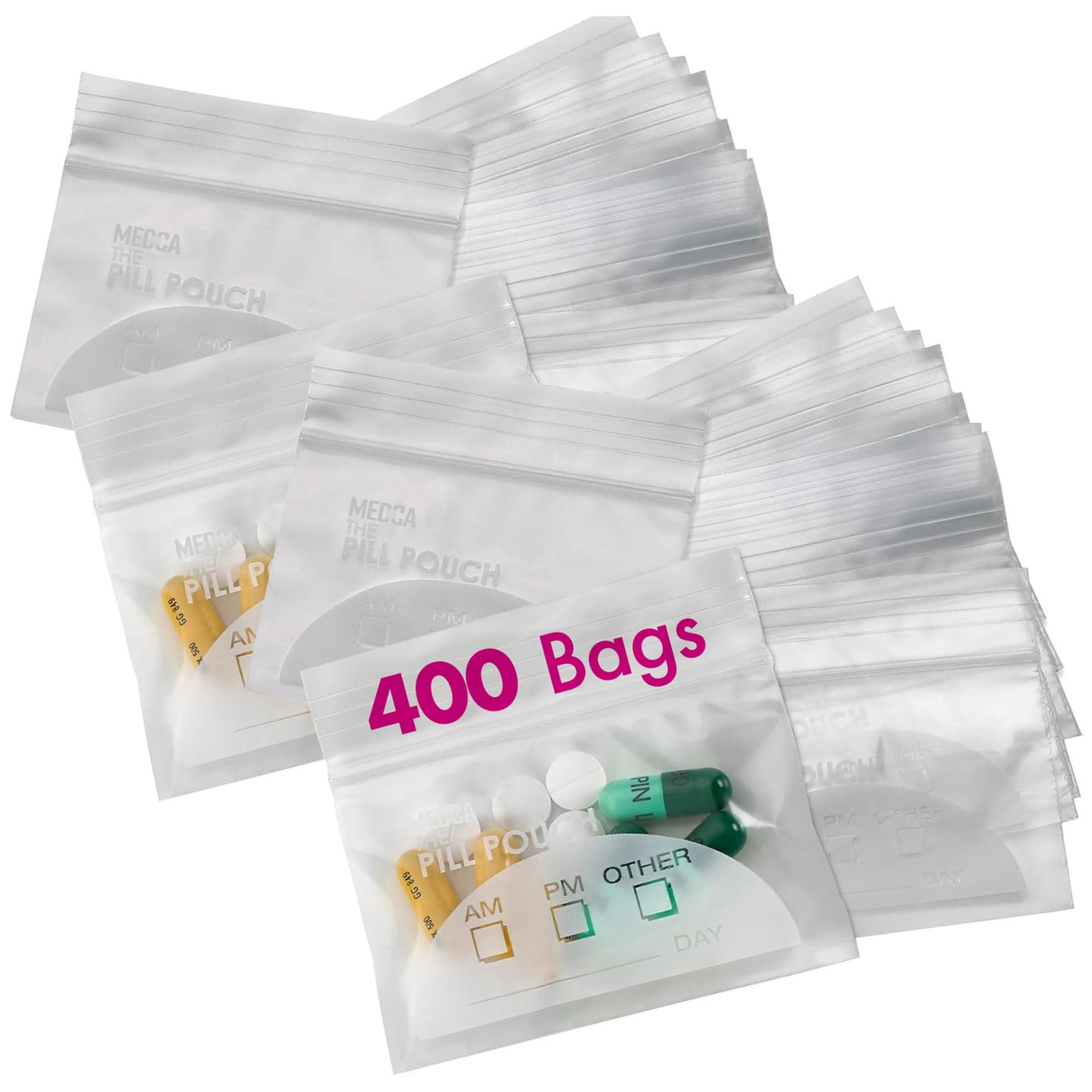 Pill Pouch Bags - (Pack of 400) 3" x 2.75" - 400 Count 1), Clear