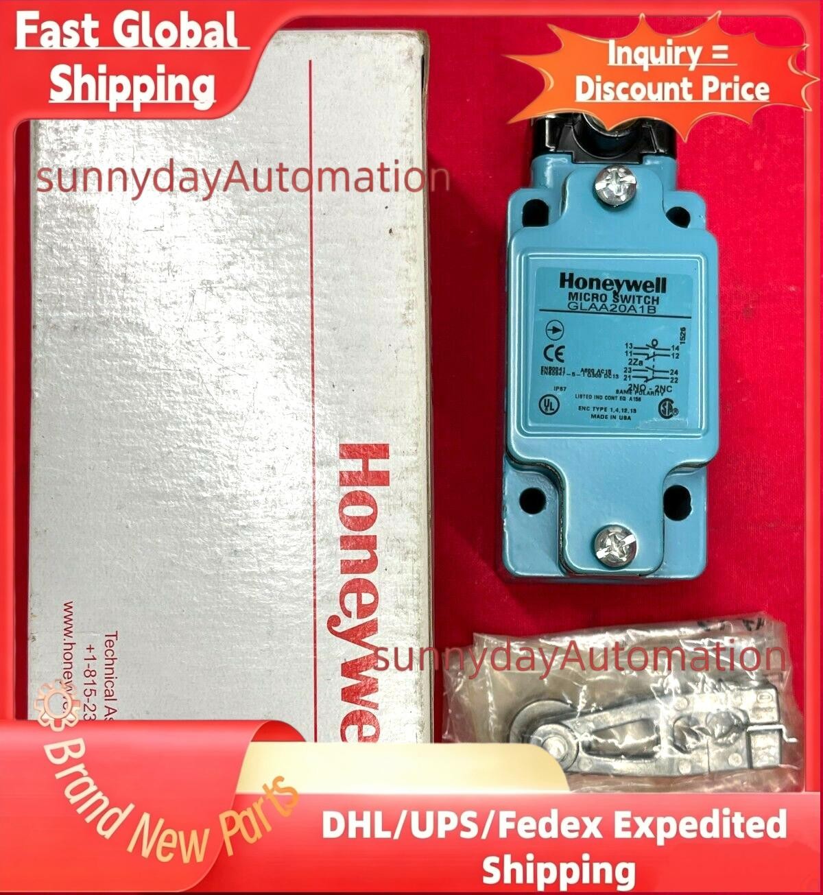 HONEYWELL MICRO SWITCH, GLAA20A1B, 600A, 15VAC, 2NO & 2NC SAME POLARITY