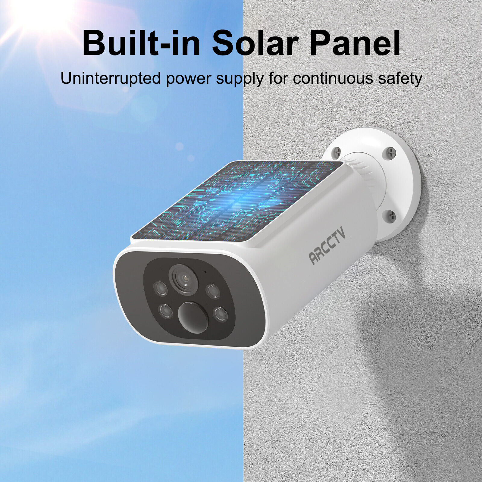 4MP Solar Wireless Security Camera System Battery Powered Human Motion Detection