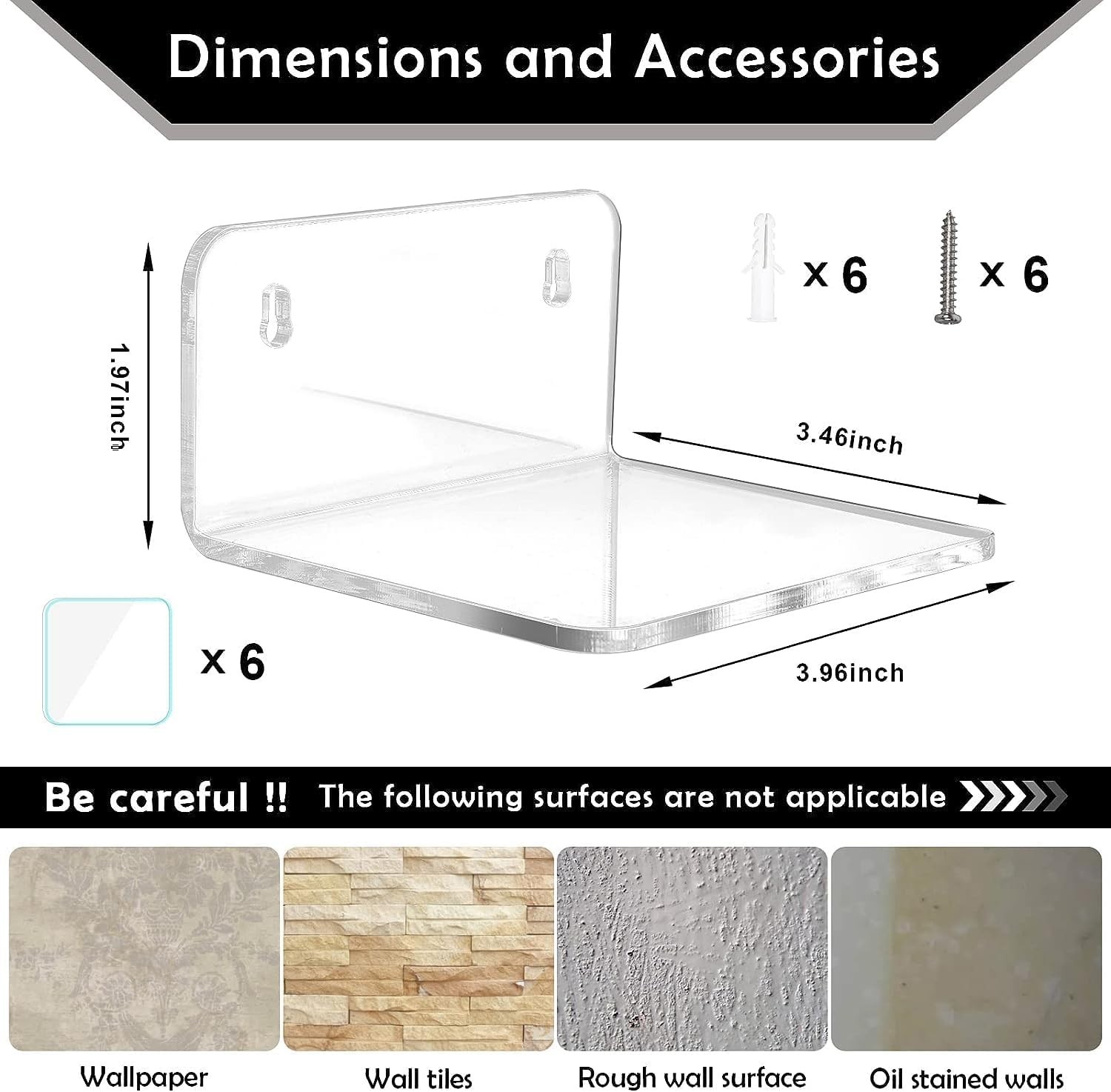 Acrylic Small Shelf,Mini Floating Wall Shelf,Wall Mounted Storage S...