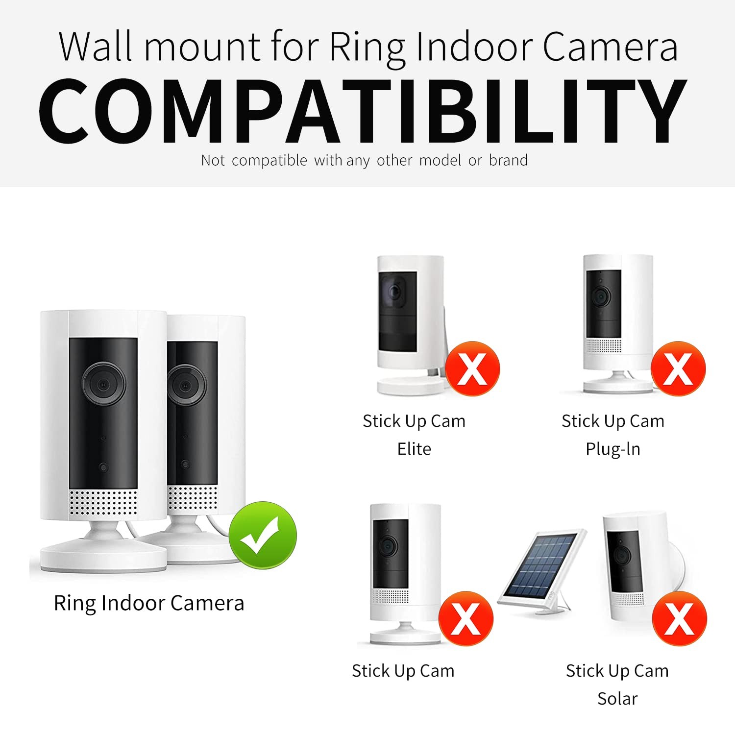 2 Pack Strong Adhesive Wall Mount for Ring Indoor Cam(2nd Gen and 1st...