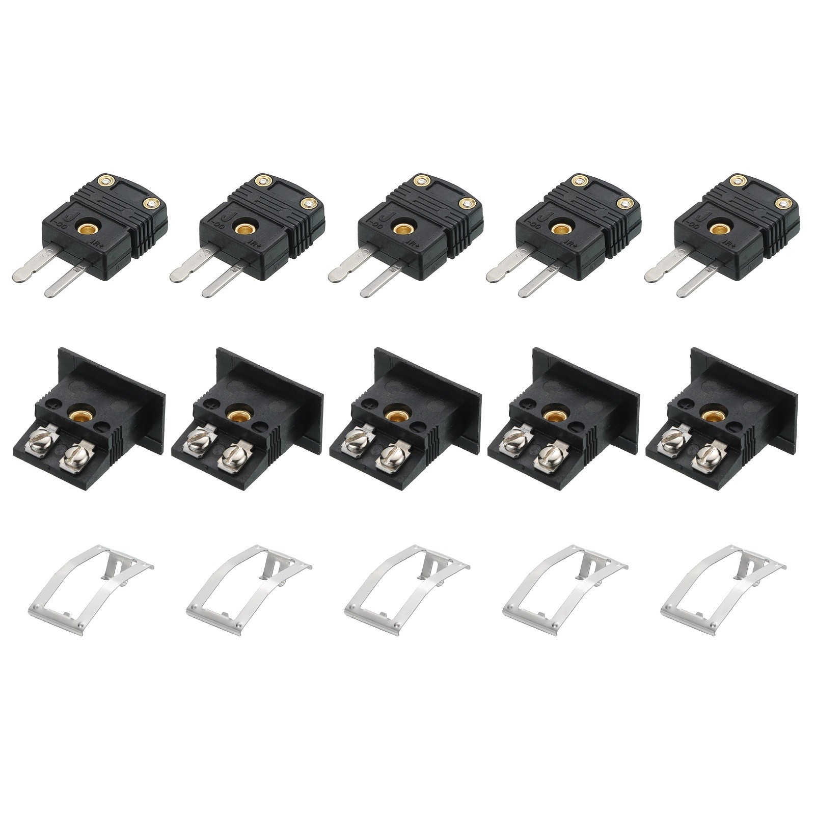 5 Set Mini J Type Thermocouple Wire Connectors Male Plug 220°C 428°F