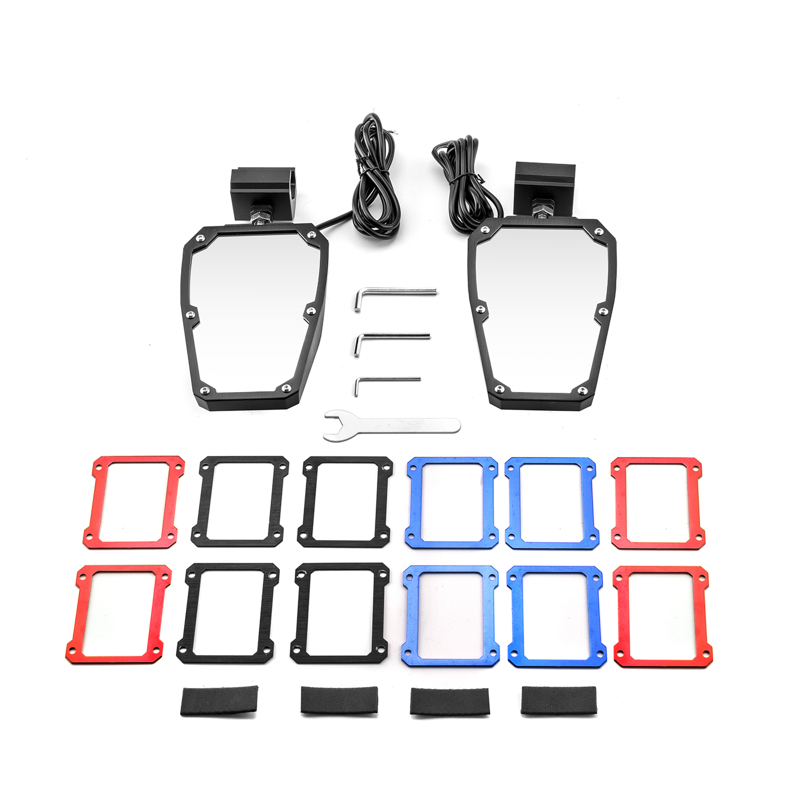 Flat Side Rear View Mirror w/LED Lights For Kawasaki Ridge/Ridge XR 2024-2026