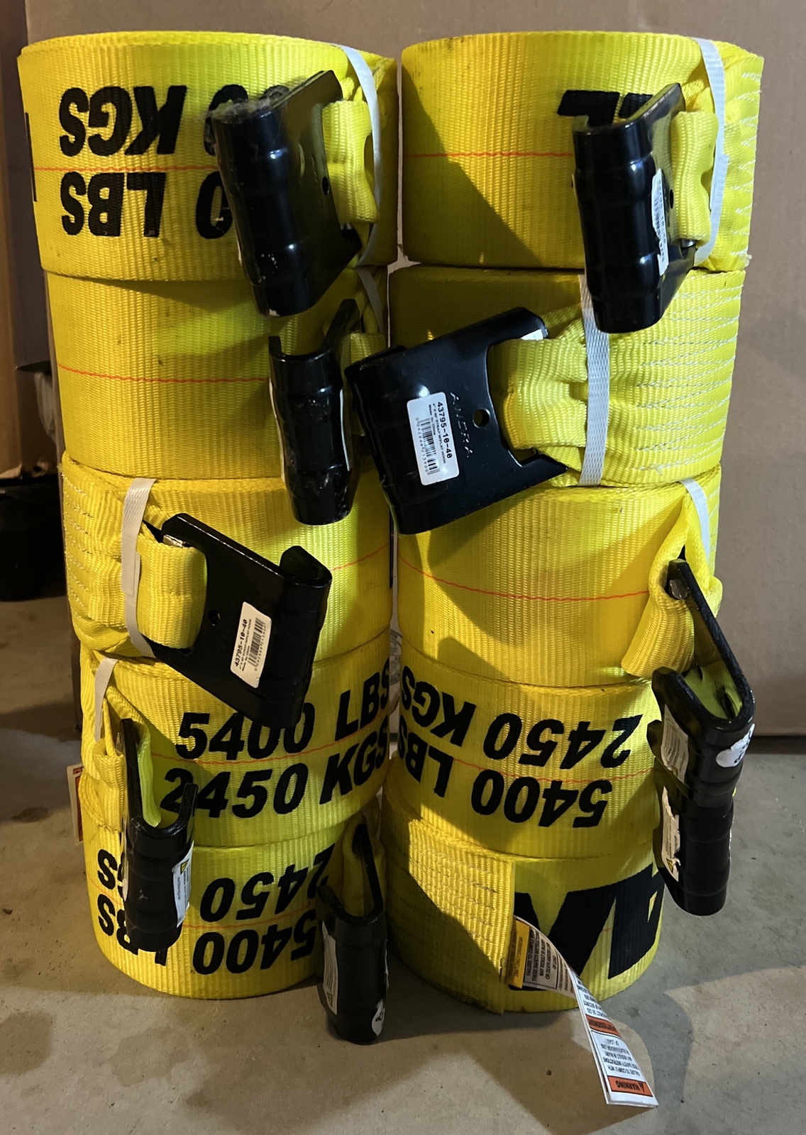 Lot of 10 - Ancra 43795-10-40 Winch Strap with Flat Hook, 4”X 40’ , 5,400 Lbs