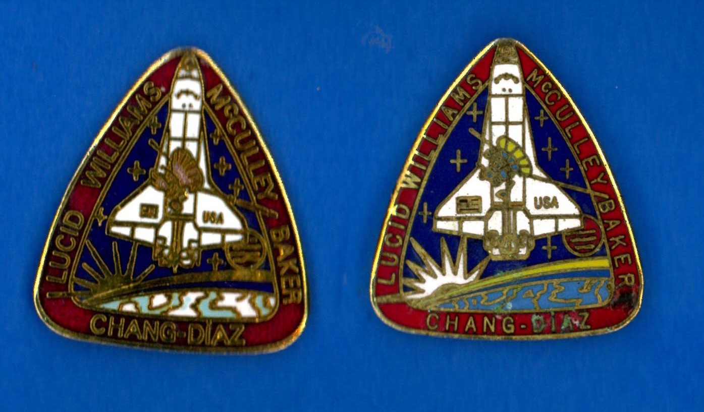 2 NASA pins - space shuttle - STS-34 - Chang Diaz Williams McCulley Baker Lucid