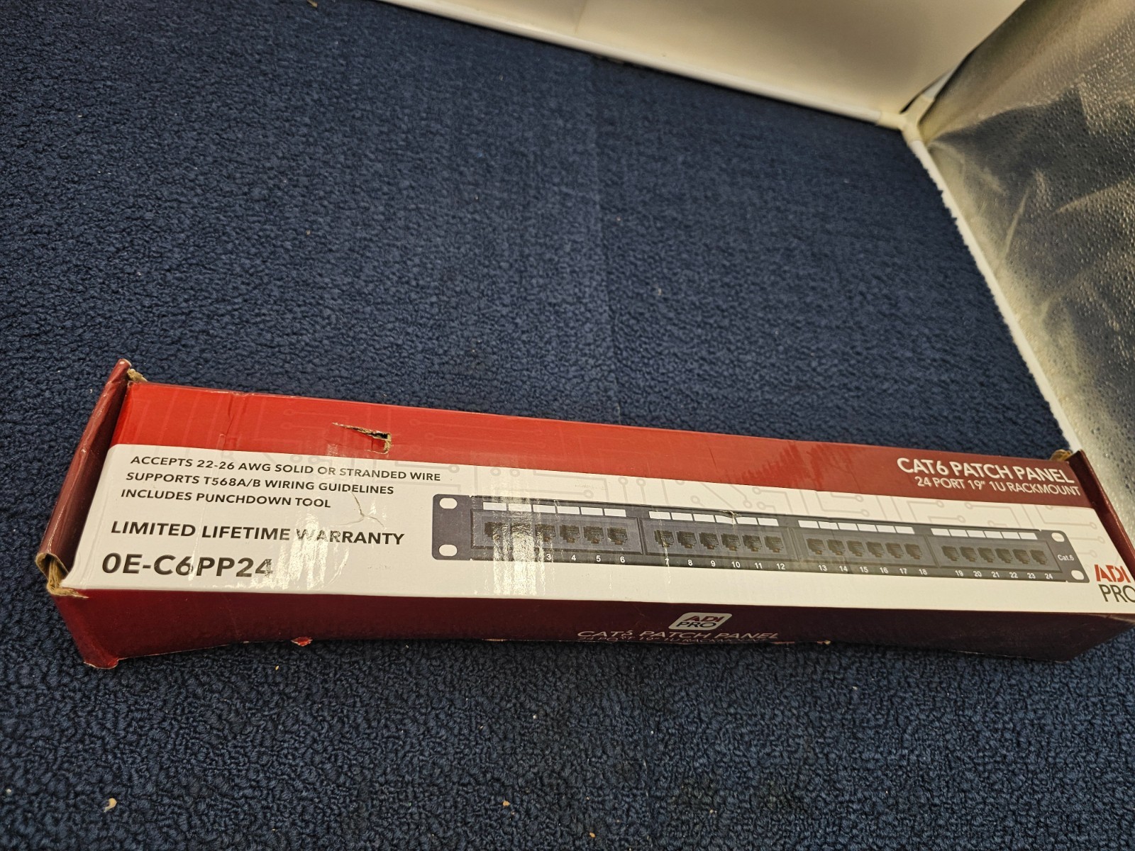 ADI PRO 0E-C6PP24 CAT6 24-Port Patch Panel 19 inch 1U Rack Mount