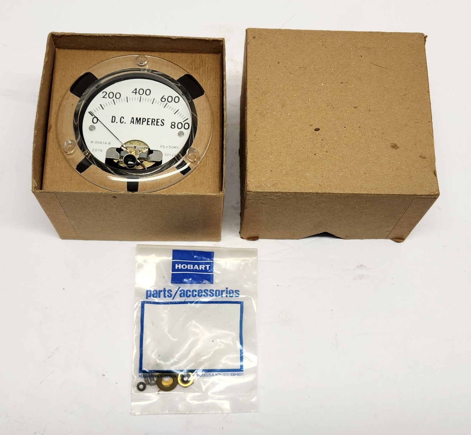 Vtg Hobart D.C. Amperes Gauge 0-800 W/ Box 3.5” Diameter -New Other -Untested