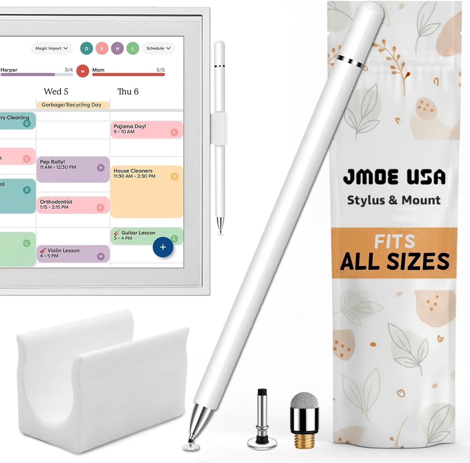 Stylus and Mount for Skylight Digital Calendar | Dual Tip with Mesh and Disc Tip
