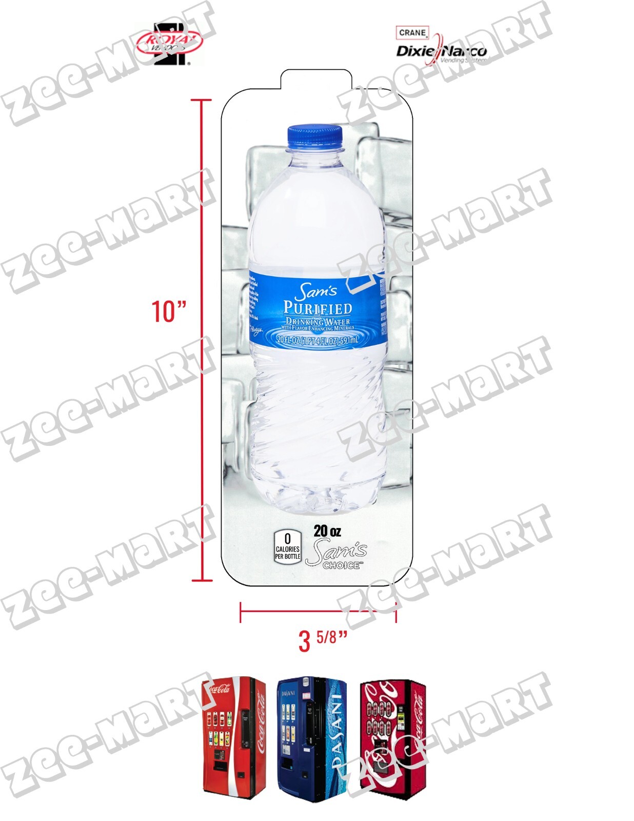 (1) Royal Vendors Chameleon Label - Sam's Choice Purified Water - Flavor Strip