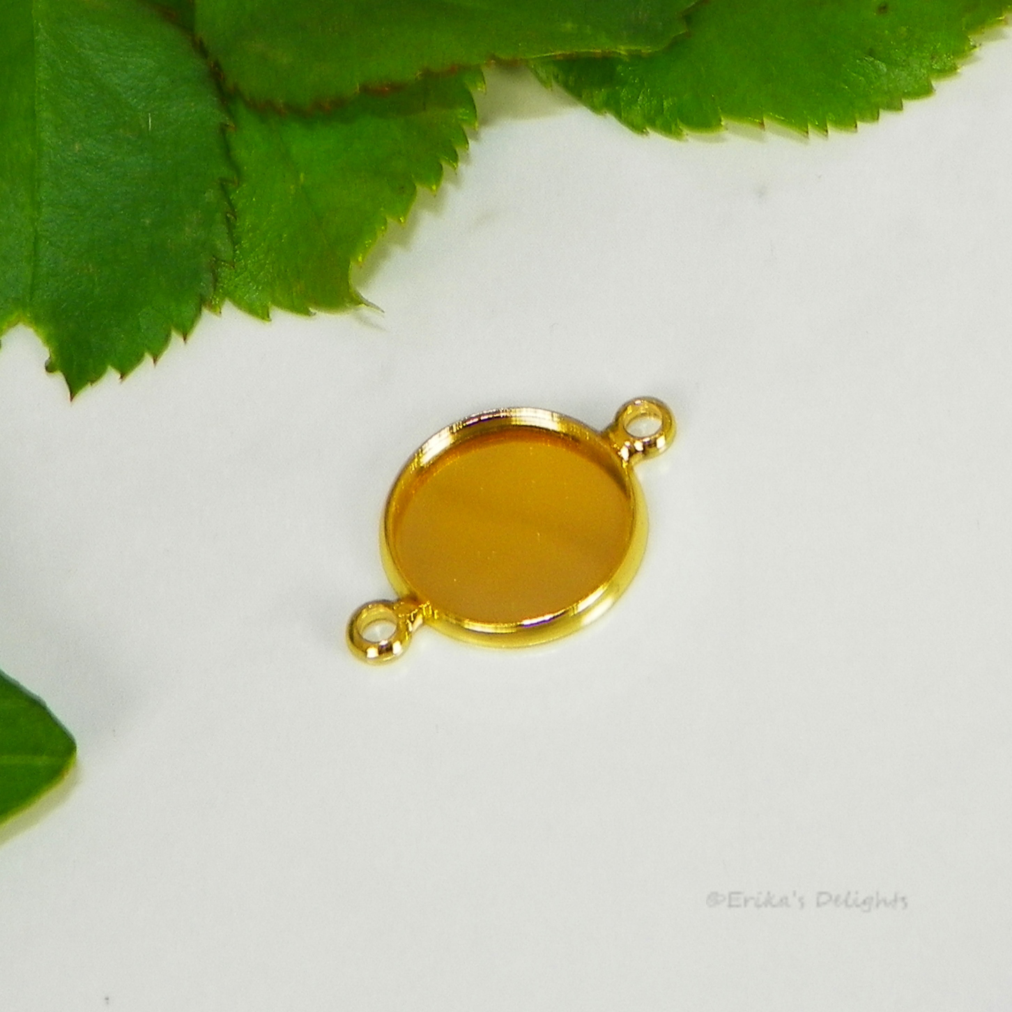 12mm Round 2 Ring Gold Plated Cabochon (Cab) Drop Setting (#A1-24) 4pcs