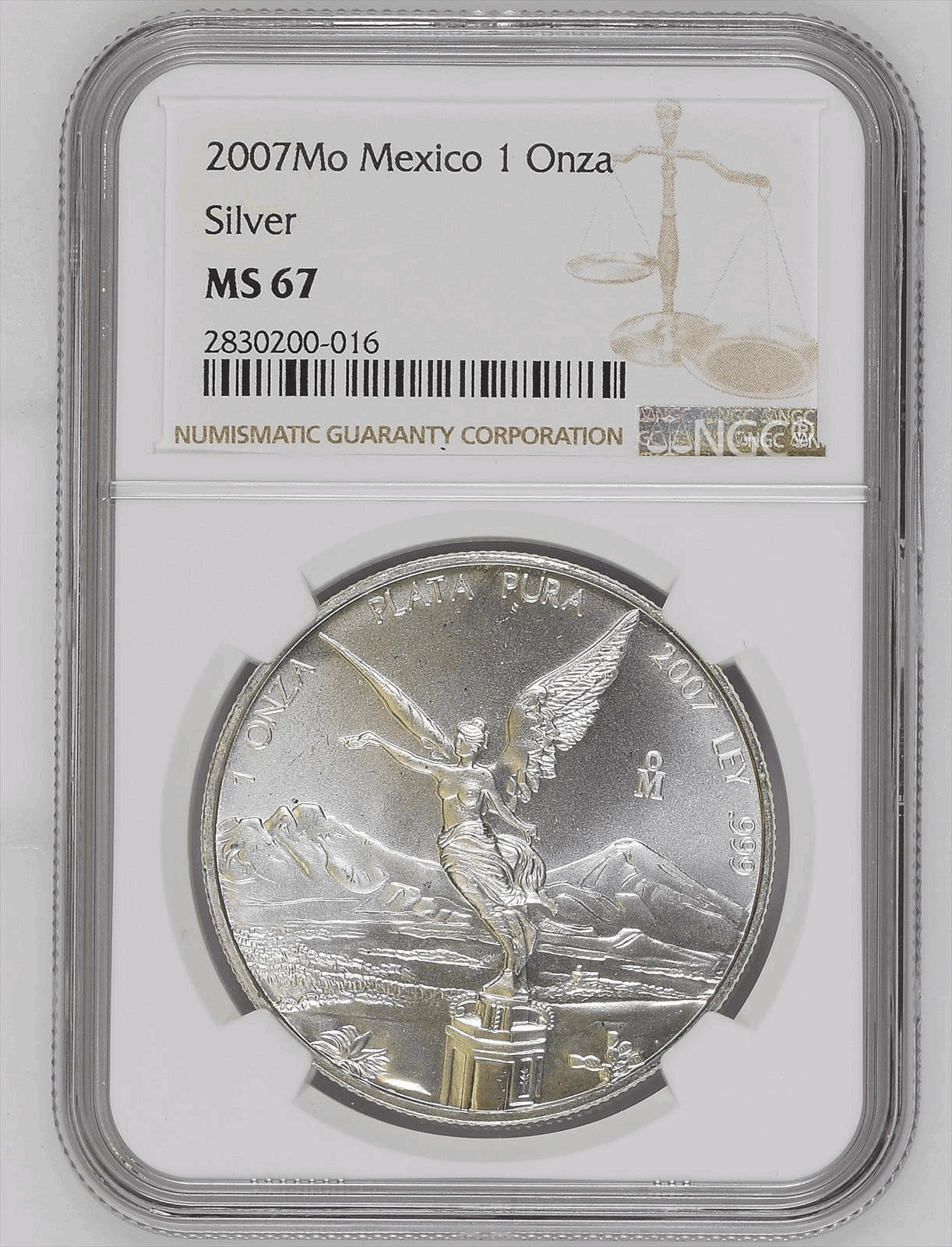 2007 MO Mexico 1 Onza Silver Libertad NGC MS 67