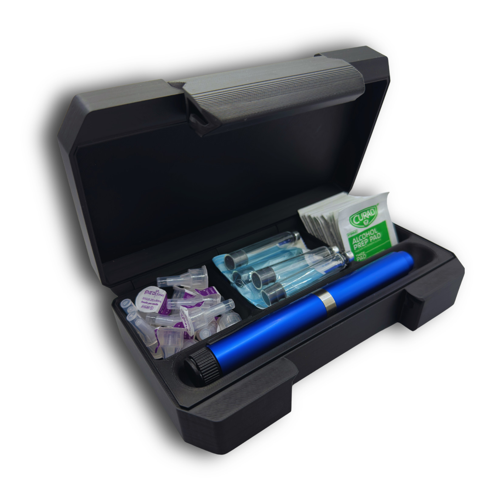 Pen & Cartridge Organizer Case – Holds 1 Pen, Cartridges, Needles & Wipes