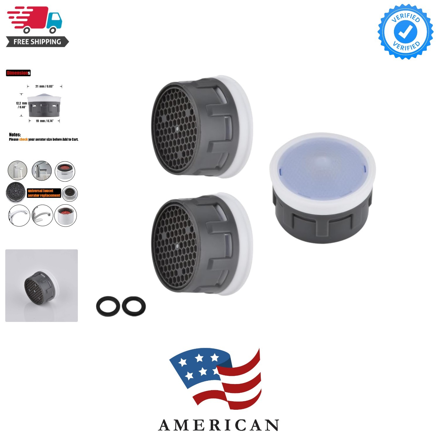 Faucet Aerator, 1.0 GPM Flow Retrictor Insert Faucet Aerators Replacement Par...