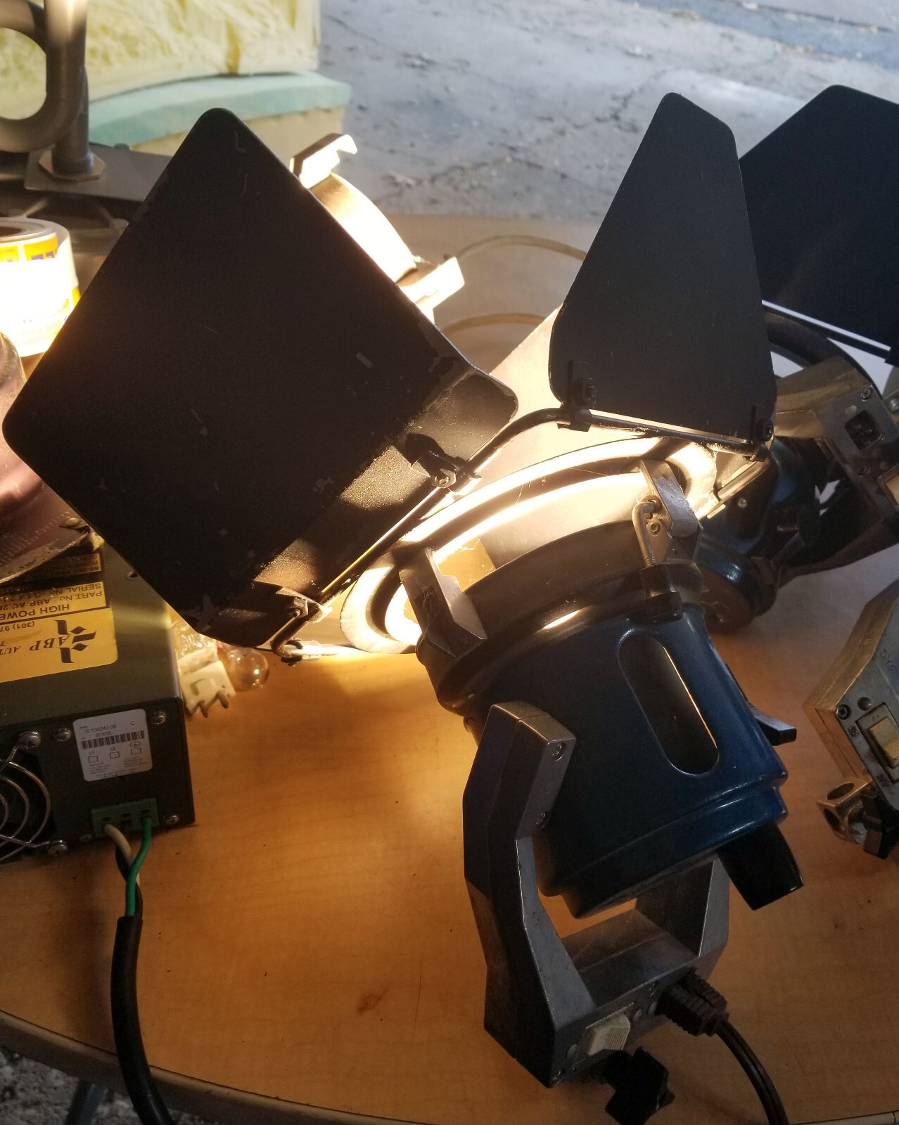 4 Berkey Colortran Mini Pro Spot/ flood Light Heads mostly complete and working.