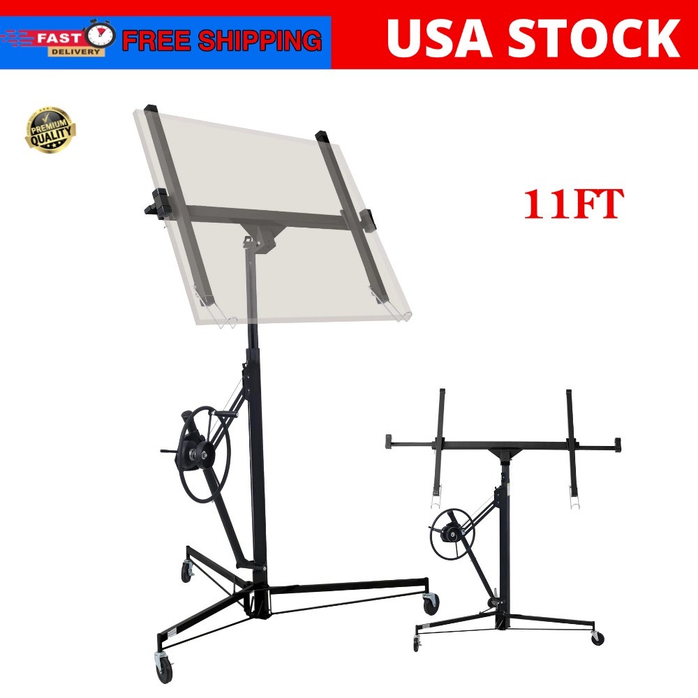 Steel Panel Lifter 11FT Heavy Duty Sheetrock Hoist Lockable Wheels Construction