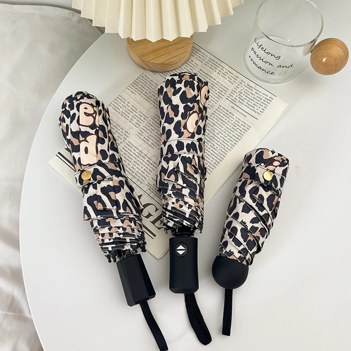totes Automatic Open Close Water-Resistant Travel Folding Umbrella with Sun Prot