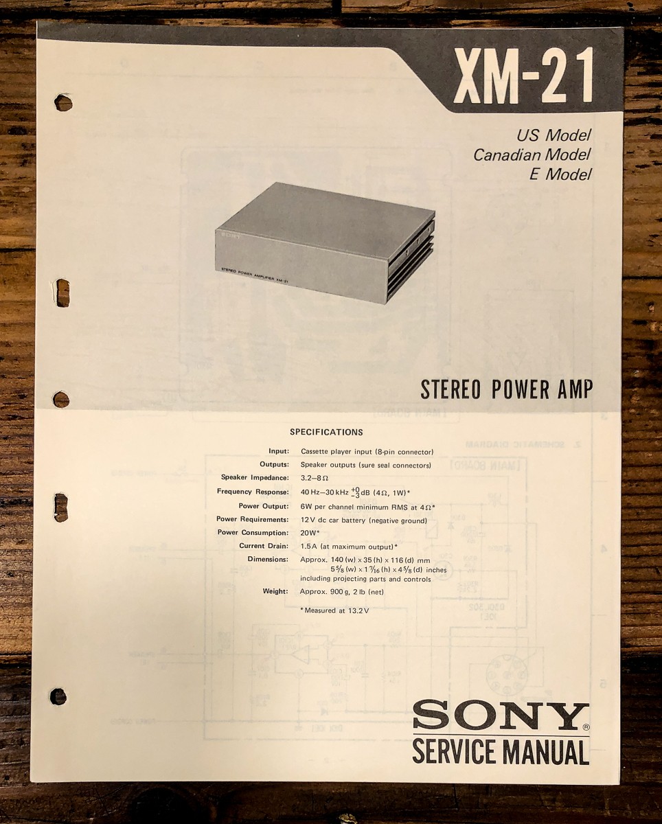 Sony XM-21 Amplifier Service Manual *Original*