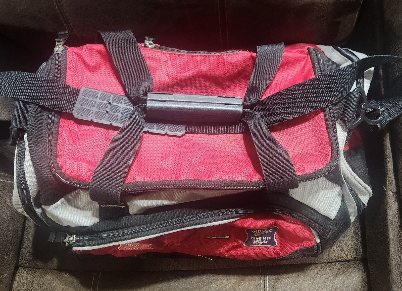 OGIO All Terrain Medium Grip Gym Bag Red Black Gray Polyester Zip Strap