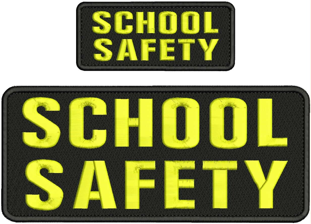 SCHOOL SAFETY EMBROIDERY PATCH 4X10 AND 2X5 INCHES HOOK  YELLOW  BLACK
