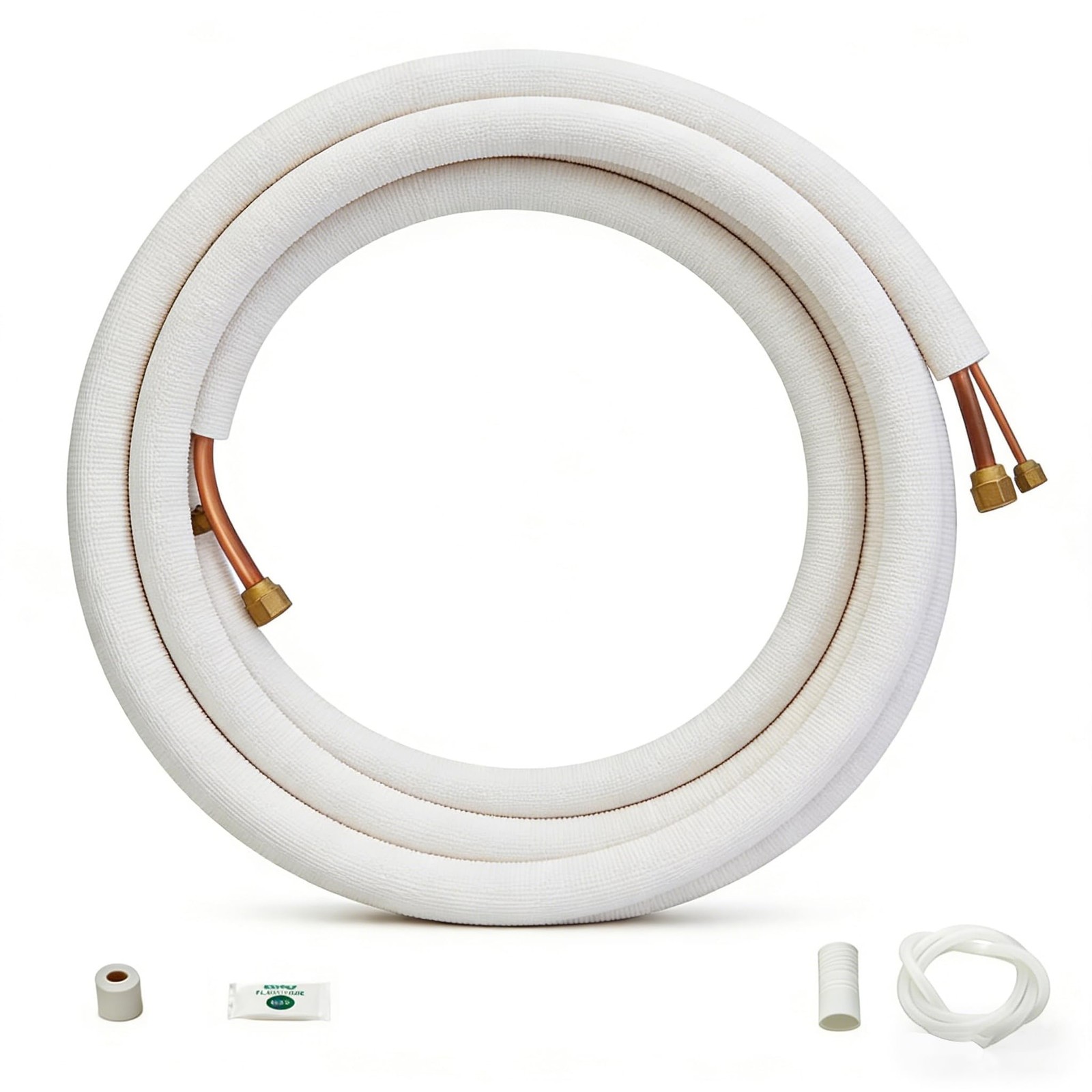 16FT Mini Split Line Set 1/4" & 1/2" Flared Copper Tubing Pipes Installation Kit