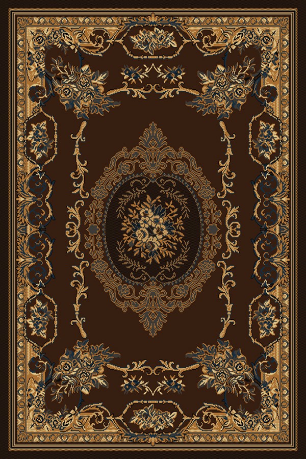 BROWN medallion EUROPEAN area rug 8x11 FRENCH carpet : Actual 7' 10" x 10' 10"