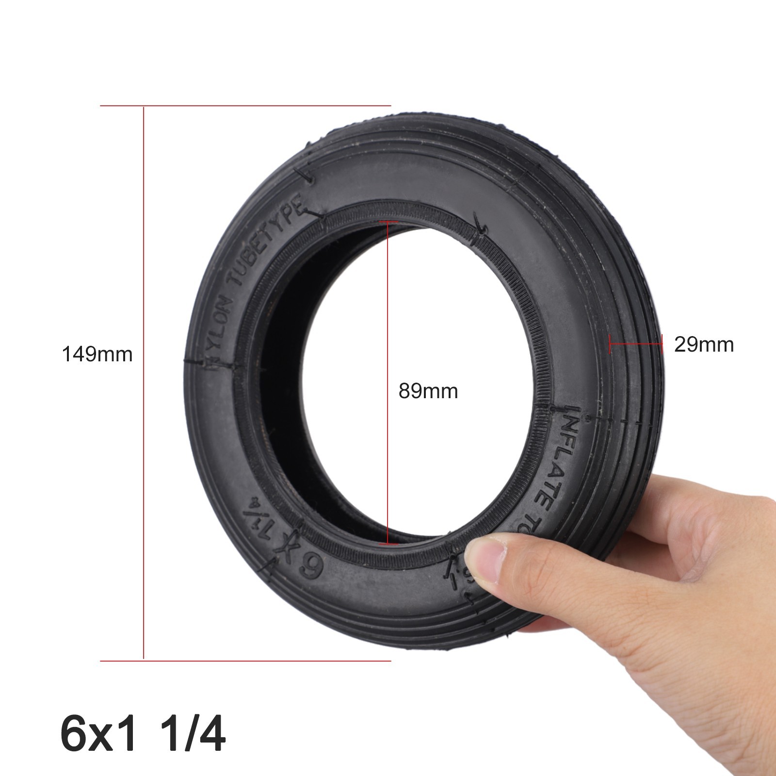 6inch 6x1 1/4 Vacuum Outer Tire For Electric Scooter 6*1.25 Tubeless Tires New
