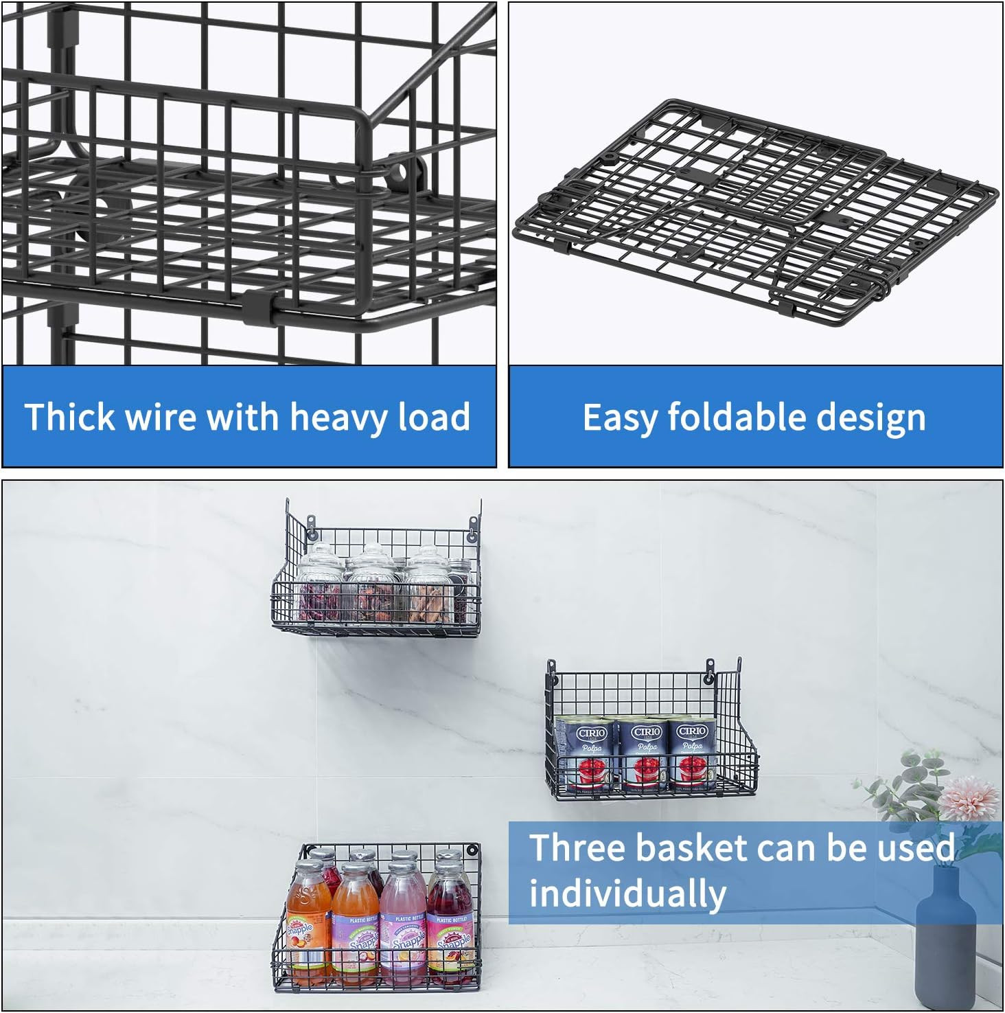 3-Tier Stackable Detachable Snack Organizer (Large Size), Countertop Display/Wal