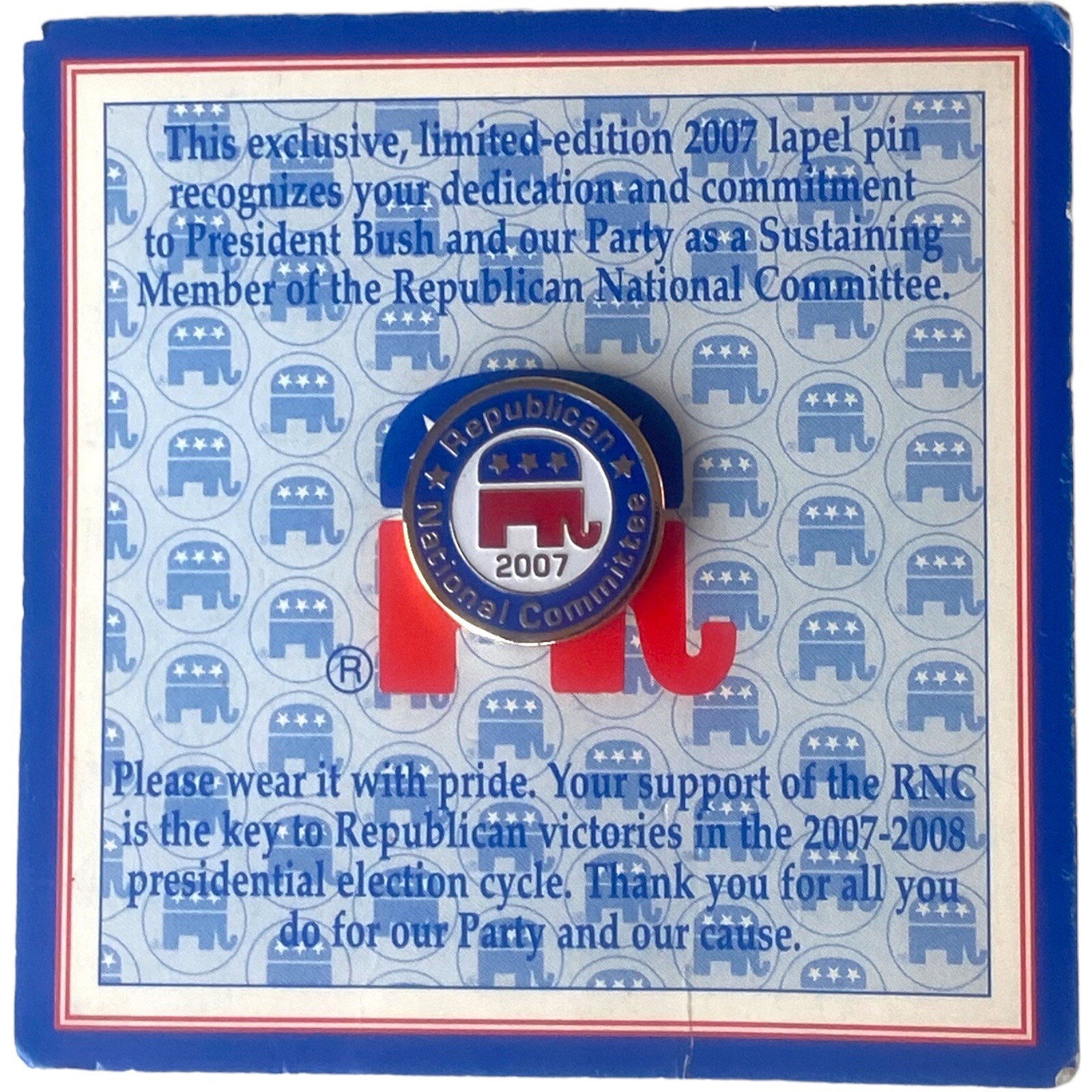 2007 Republican National Committee Metal Lapel Pin Button Political Politics