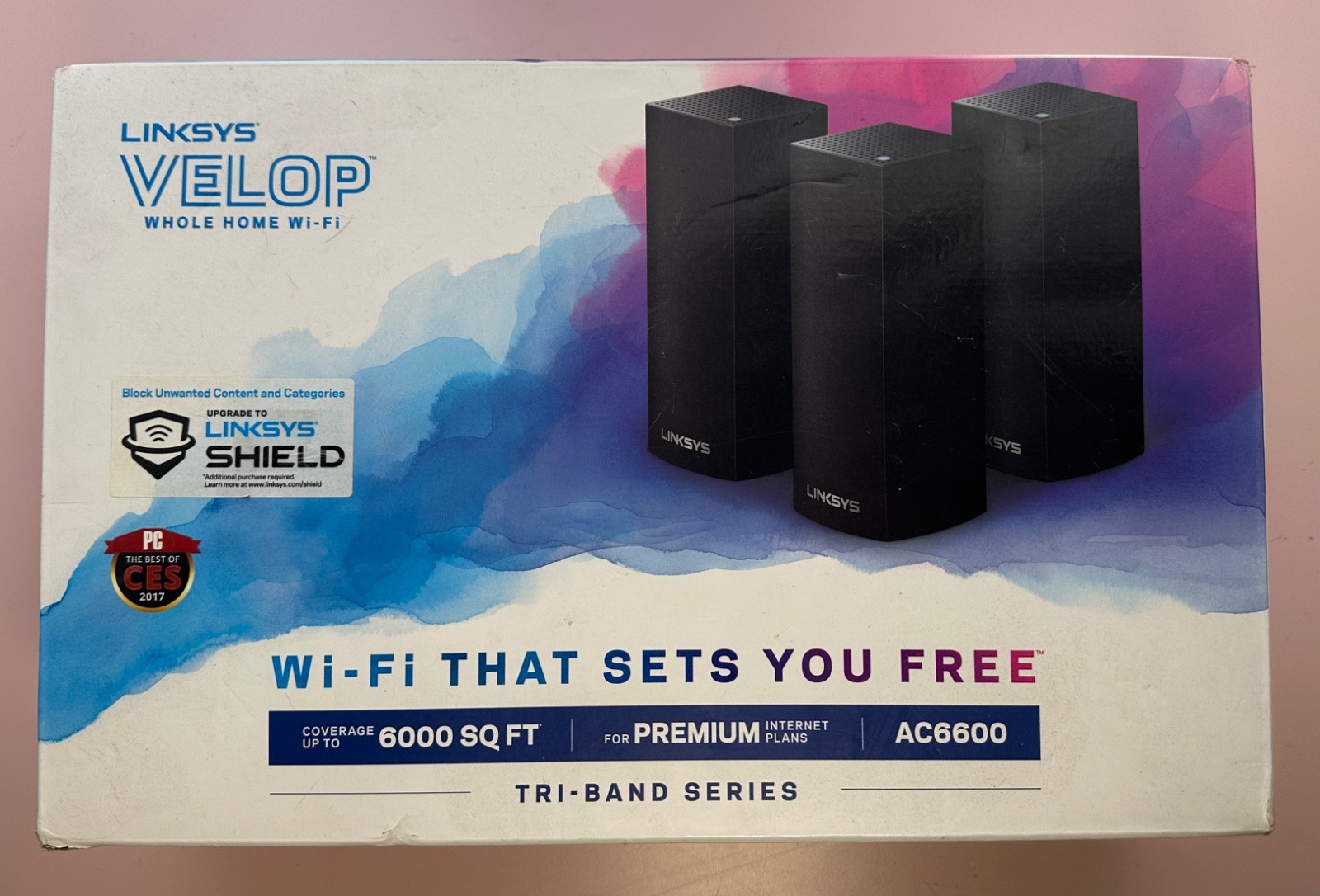 OPEN BOX Linksys Velop AC6600 Whole-Home Mesh Wi-Fi System - Black (WHW0303B)