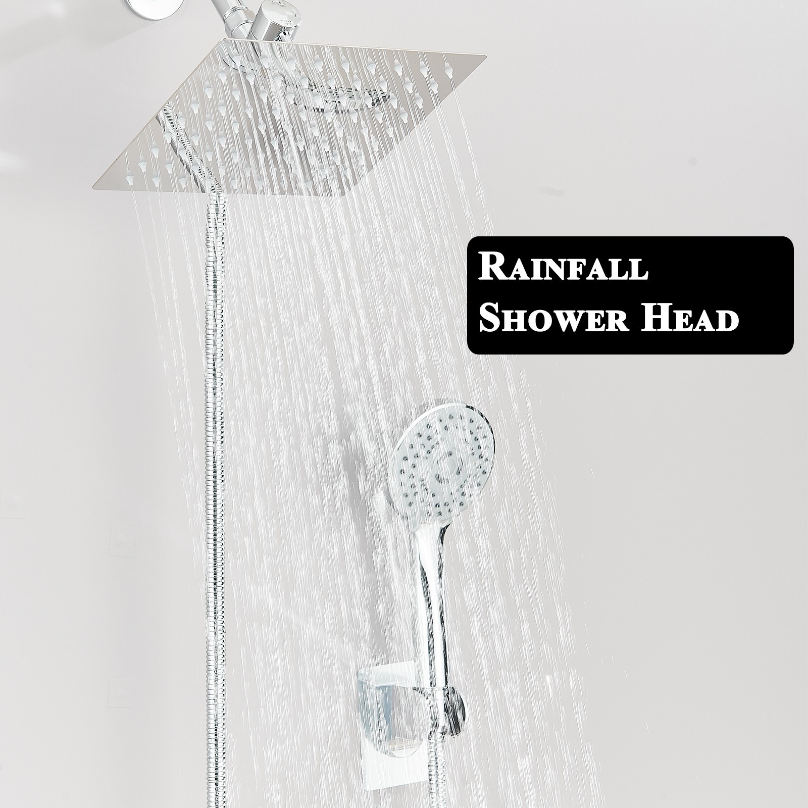 Chrome 8inch Rain Shower Head with Handheld Spray High Pressure Showerhead Combo
